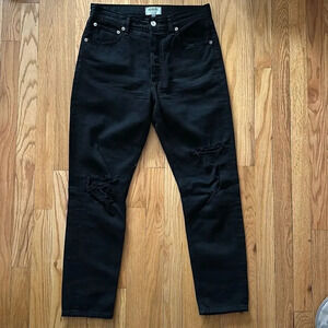 Agolde sz 27 jeans black intentional distressed knees great pre owned condition